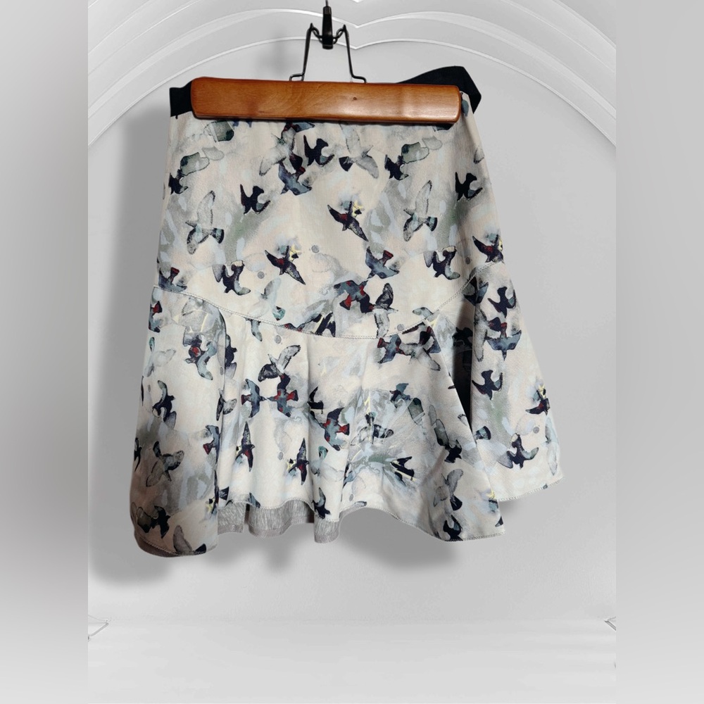 Lanvin White and Black Butterfly Print Mini Skirt